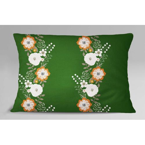 Coton Indien S4sassy Popeline 1 Paire Imprimé Floral Vert Trompe-L'¿Il Taie Canapé Housse De Coussin 12 X 18 Pouces