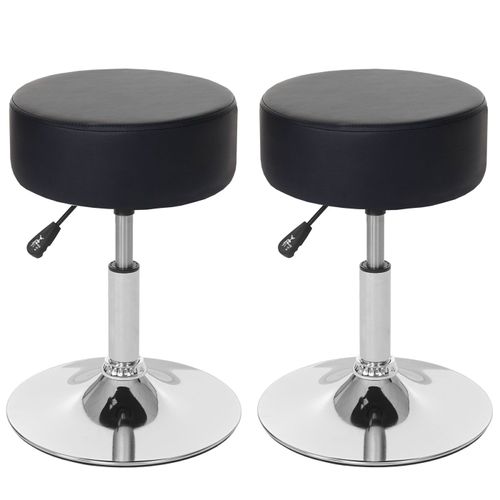2x Tabouret Hwc-C22, Hauteur Réglable, Ø 35 Cm   Similicuir Noir