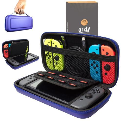 Orzly Etui Rigide En Eva Pour Nintendo Switch Housse Rigide De Rangement Zippée En Matériau Durable Anti-Choc Pour La Console Nintendo Switch Et Ses Accessoires -Bleu