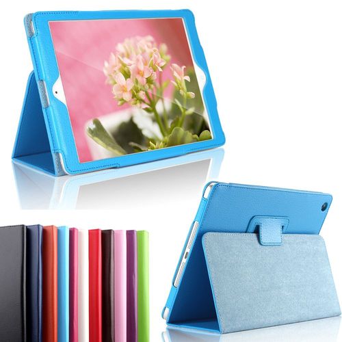 Housse Nouvel Apple Ipad 9.7 2017 / 2018 Wifi - 4g/Lte Cuir Style Bleue Avec Stand - Etui Coque Bleu De Protection Tablette New Ipad 9.7 Pouces - Accessoires Pochette Xeptio Case