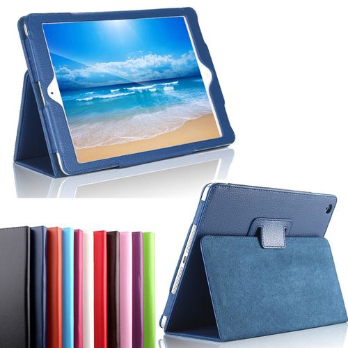 Housse Nouvel Apple Ipad 9.7 2017 / 2018 Wifi - 4g/Lte Cuir Style Bleue Navy Avec Stand - Etui Coque Bleu De Protection Tablette New Ipad 9.7 Pouces - Accessoires Pochette Xeptio Case