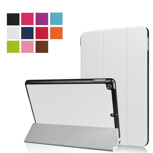 Etui New Apple Ipad 9.7 2017 / 2018 Wifi - 4g/Lte Smartcover Pliable Blanc Cuir Style Avec Stand - Housse Coque De Protection Nouvel Ipad 9.7 Pouces Blanche - Accessoires Tablette Pochette Xeptio Case