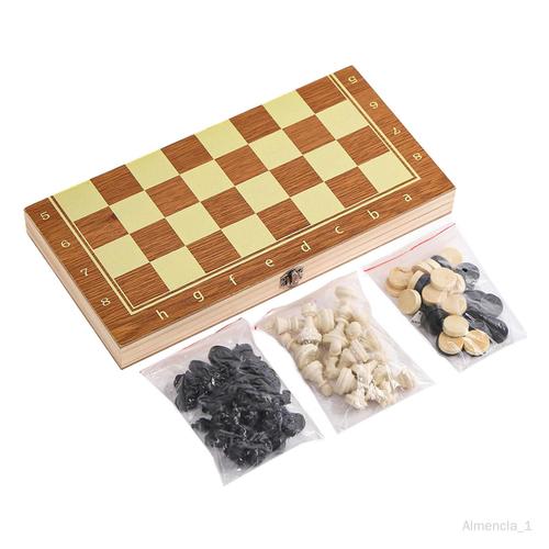 Jeu D'échecs En Bois 3 En 1, Jeu De Stratégie Traditionnel Pour Sorties,