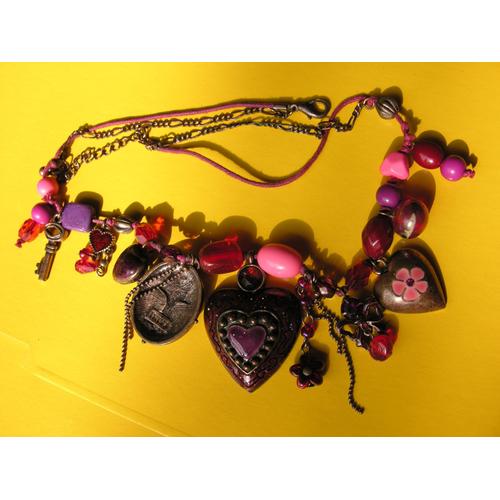 Collier Ikita Couleur Bronze + Emaux + Perles
