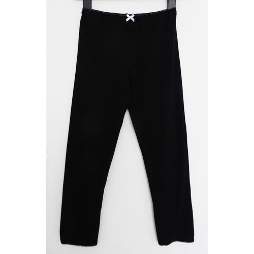 Legging Noir. Noeud Satin Blanc. Bord Argenté. Absorba. Coton. Modal. Elasthanne. Taille 14 Ans