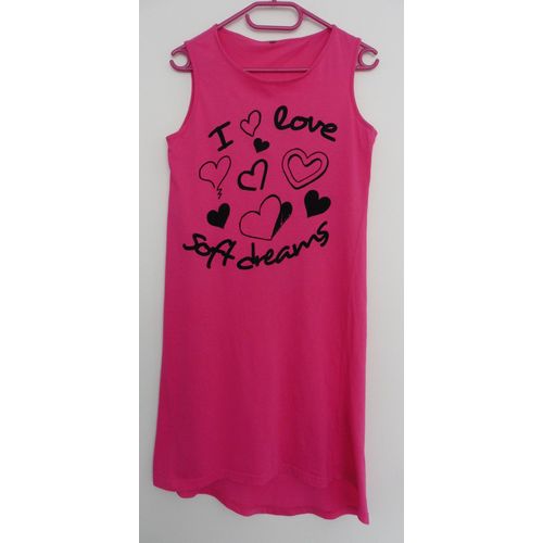Chemise De Nuit. Nuisette. T Shirt De Nuit. Rose Fushia. Asymétrique. I Love Soft Dreams. Coeur. Coton. 16 Ans