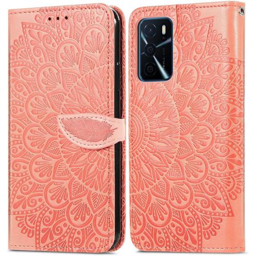 Étui Pour Oppo A16 6 52 Pouces Pu Cuir Couverture Magnétique Housse Conception En Fleur De Rêve Stent Fonction Flip Cuir Orange