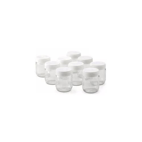 LAGRANGE 9 pots de 185g à Yaourt Transparents Couvercles emboîtables Blanc inclus