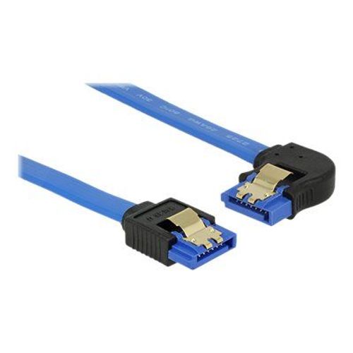 Delock - Câble SATA - Serial ATA 150/300/600 - SATA (R) angle gauche pour SATA (R) droit - 20 cm - verrouillé - bleu