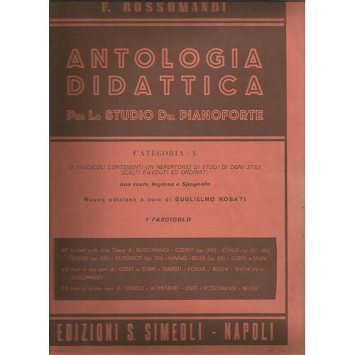 Antologia Didattica Per Lo Studio Del Pianoforte 1e Fascicolo