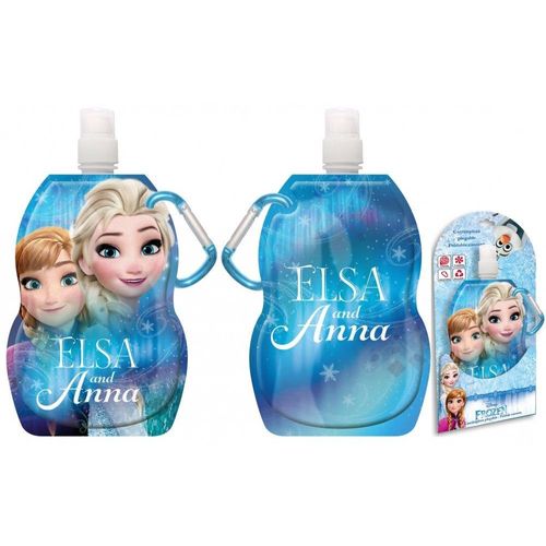 Gourde La Reine Des Neiges Frozen Disney 400-500 Ml (Sans Bpa) Pliable Avec Mousqueton (Réutilisable, Accrochable, Lavable, Congelable)