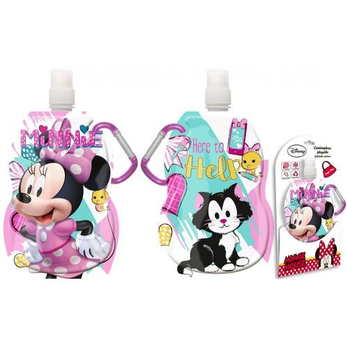 Gourde Minnie Disney 400-500 Ml (Sans Bpa) Pliable Avec Mousqueton (Réutilisable, Accrochable, Lavable, Congelable)