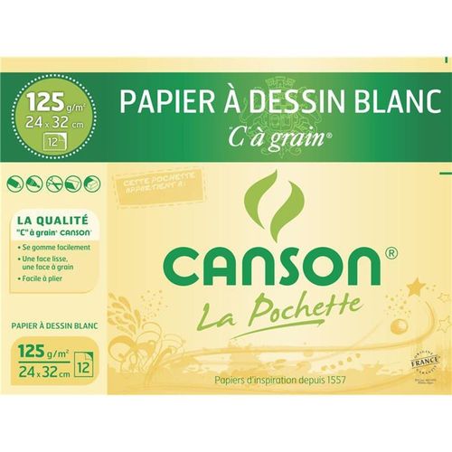 Pochette C À Grain® - Papier À Dessin Blanc - 24 X 32 Cm