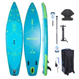 Sup Paddle Gonflable Wattsup Bleu Pike 11'6 Pack Complet + Siège + Pagaie 2in1 Dropstitch Max 150 Kg - 350x84x15cm