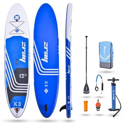 Sup Paddle Gonflable X-Rider Deluxe 12' Zray 365x81x15cm(12'x32''x6'') Bleu - Dropstitch Pack Complet - Max 160kg - 324l
