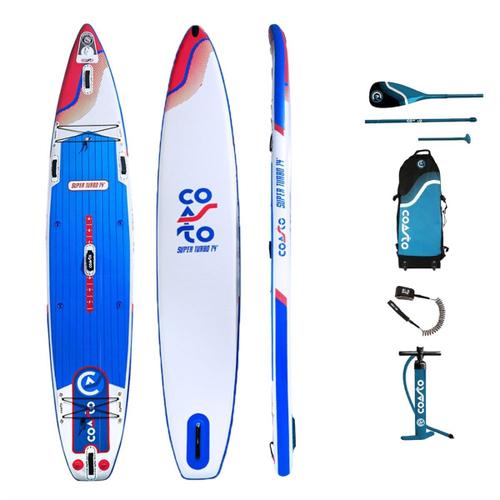 Sup Paddle Gonflable Race Super Turbo 14' Coasto - 427x71x15cm(14'x28''x6'') Dropstitch Double Couche Fusionné - Pack Complet