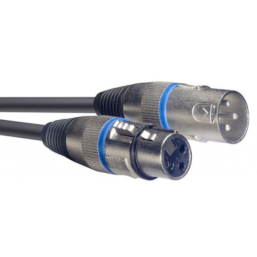 CABLE XLR 3 BROCHES MALE VERS XLR 3 BROCHES FEMELLE LONG 1 METRE REPERAGE PAR FILET COULEUR BLEU