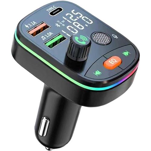 Transmetteur FM 5.0 pour Voiture - QC 3.0 Récepteur Audio Mains Libres sans Fil Lecteur Voiture - Prend en Charge l'assistant Mains Libres Siri Google