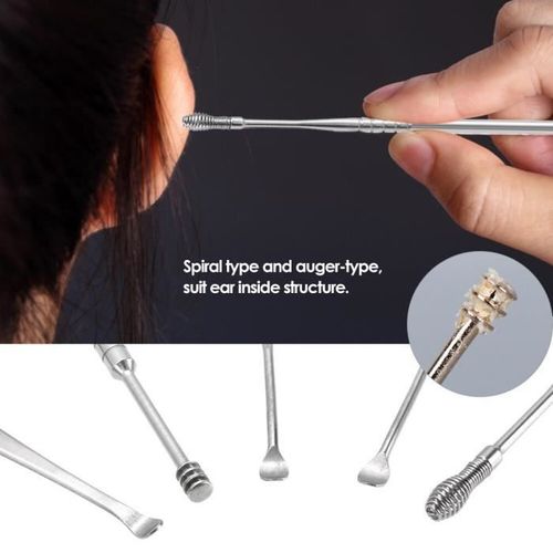 Kit De Cure-Oreille En Acier Inoxydable, 5 Pièces, Élimination De La Cire D'oreille, Cure-Oreille En Spirale, Nettoyeur [4272cdf] 