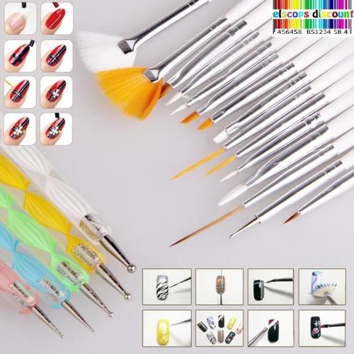 Kit 20 Pinceaux Dotting Tool Pour Nail Art Ongle Multicolore