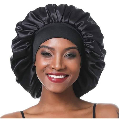 Nouveau Noir Sommeil Chapeau Nuit Sommeil Cap Des Cheveux Bonnet De Nuit En Satin Pour Les Femmes