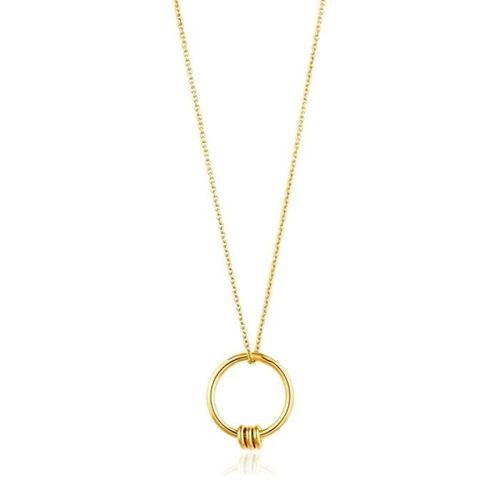 Collier Ania Loi Haie Argent 925m Plaqué 14k Collection Anneaux D'or Moderne Minimalisme Lié Cercle