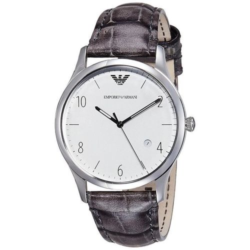 Emporio Armani Homme 41mm Bracelet Cuir Gris Quartz Analogique Montre Ar1880