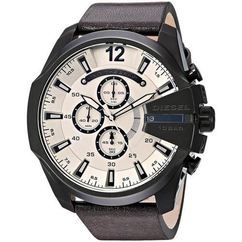 Diesel Mega Chief Homme 45mm Bracelet Cuir Marron Quartz Montre Dz4422