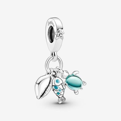 Charm Pendant Triple Poisson, Tortue De Mer & Conque