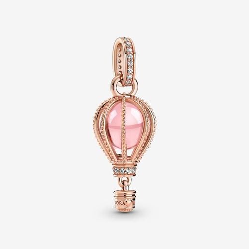 Charm Pendant Montgolfière Rose Scintillant