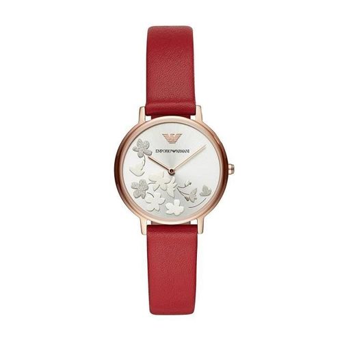 Emporio Armani Femme 32mm Bracelet Cuir Rouge Quartz Analogique Montre Ar11114