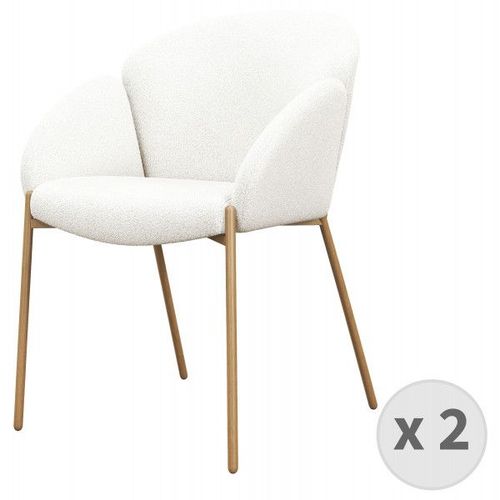 Candice-Chaise En Tissu Bouclé Ecru Et Métal Bois (X2)