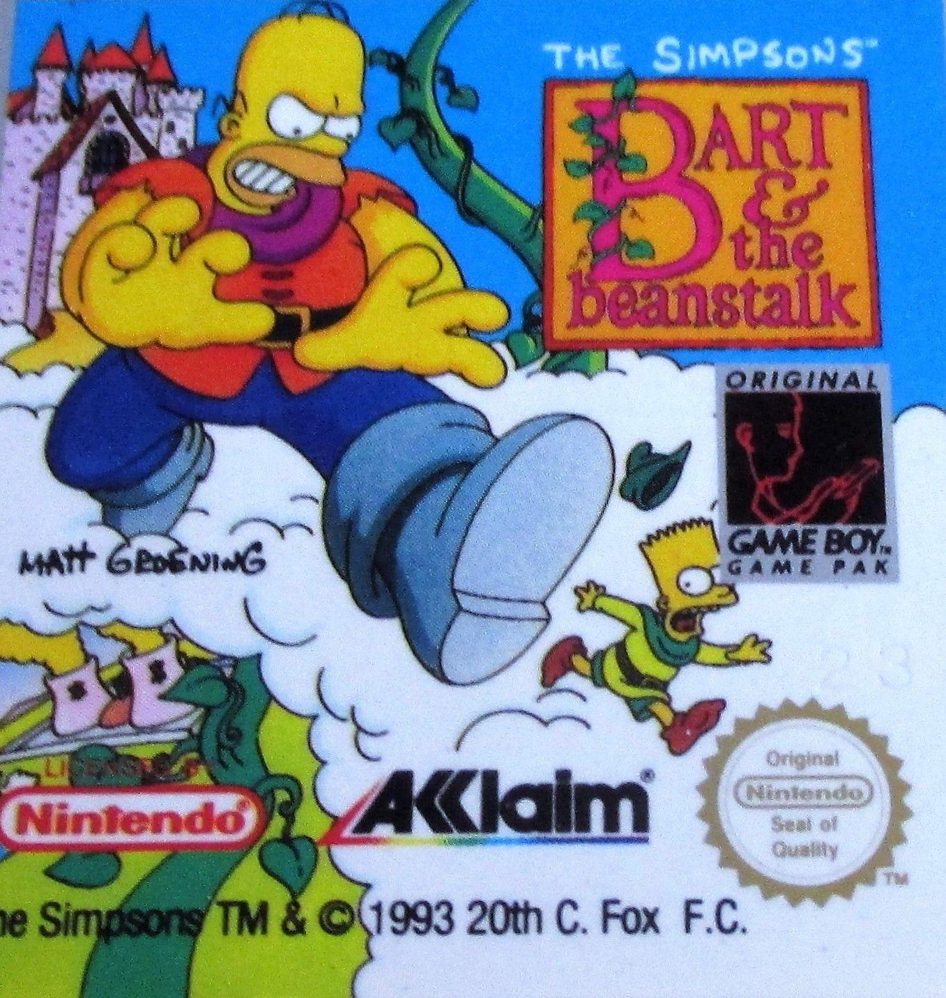 Simpsons Bart and the Beanstalk (Nintendo Game Boy, 1993) top Authentic RARE POSTER