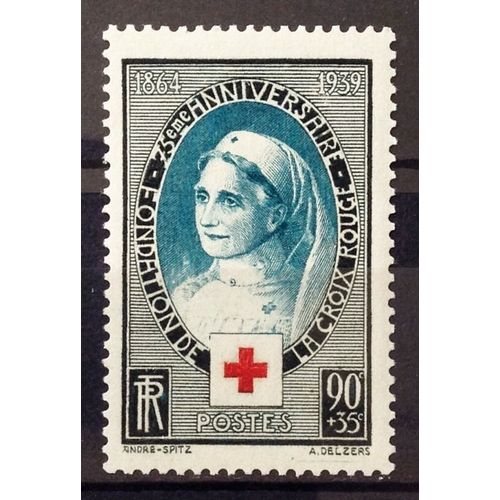 Croix Rouge 1939 - Infirmière 90c+35c Noir Et Bleu (Impeccable N° 422) Neuf** Luxe (= Sans Trace De Charnière) - Cote 17,00 - France Année 1939 - N21226