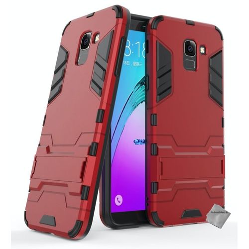 Housse Etui Coque Rigide Anti Choc Pour Samsung Galaxy J6 (2018) + Verre Trempe - Rouge