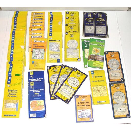 carte michelin gros lot 62 cartes routieres anciennes plusieurs series de departement et pays | Rakuten