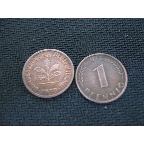 Lot 2 Pièces De 1 Pfennig "Allemagne" 1950 J