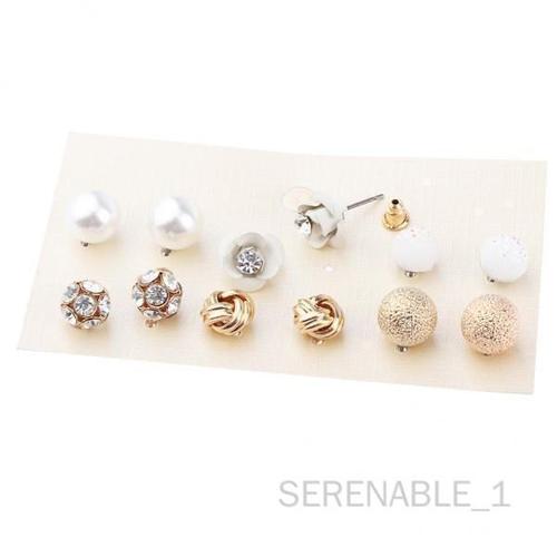 5x6 Paires Femmes Mixte Boule Oreille Boucles D'oreilles Ensembles Bijoux