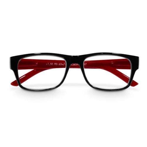 Paire De Lunettes, Plastique Recyclé, Noir/Rouge, + 2,0 Dtp