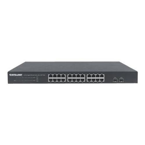 Intellinet 24-Port Gigabit Ethernet Switch with 2 SFP Ports, 24 x 10/100/1000 Mbps RJ45 Ports + 2 x SFP, IEEE 802.3az (Energy Efficient Ethernet), 19" Rackmount, Metal - Commutateur - non géré -...