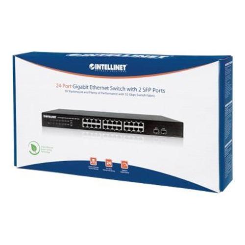 Switch réseau 19 Intellinet 24-Port Gigabit Ethernet Switch mit 2  SFP-Ports IEEE 802.3az 19 Rackmount 10 / 100 / 100