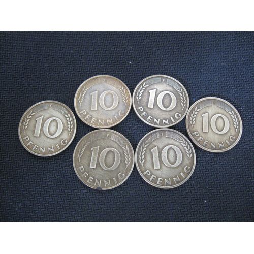Lot 6 Pièces 10 Pfennig "Bundesrepublik" Allemagne 1950-72-79