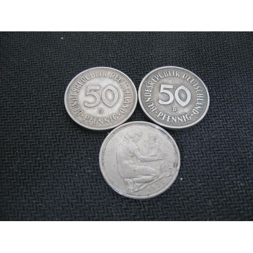 Lot 3 Pièces 50 Pfennig "Bundesrepublik" Allemagne 1950-67-75