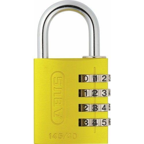 Cadenas à code - en aluminium - 4 molettes - 40 mm - jaune - 145 ABUS