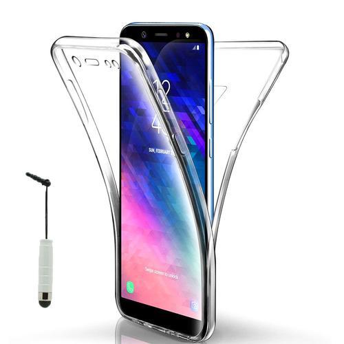 Coque Avant Et Arrière Silicone Pour Samsung Galaxy A6+/ A6 Plus (2018) 6.0" 360° Protection Intégrale - Transparent + Mini Stylet