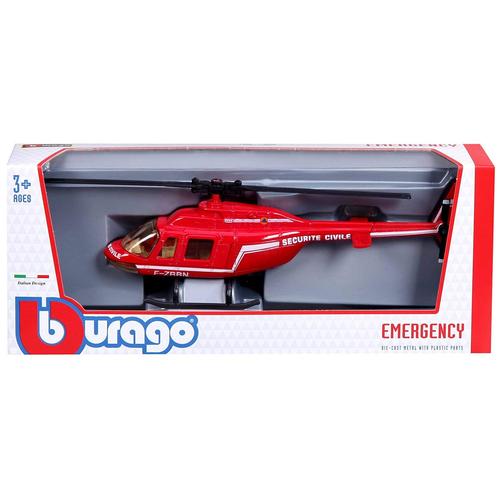 Helicoptere Sécurité Civile Rouge 1/50 Burago-Burago
