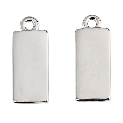 2 Plaques À Graver, Rectangulaires 8 X 20mm, Métal Argenté