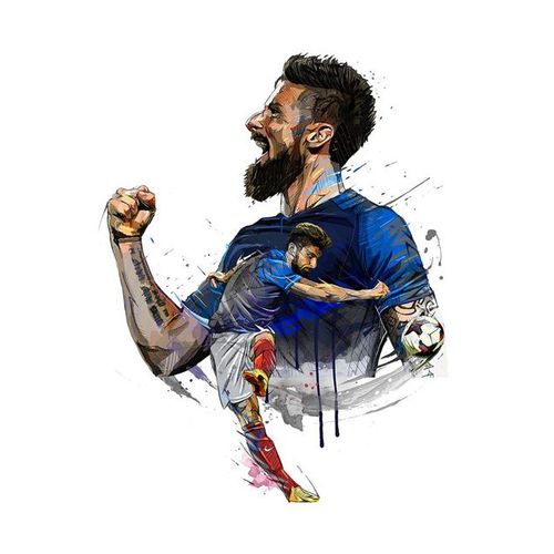Toile Imprimée Poster Mural Canvas Olivier Giroud Maillot Football Équipe De France