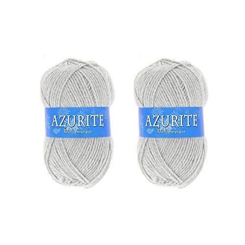 Lot 2 Pelote De Laine Azurite 100% Acrylique Tricot Crochet Tricoter - Gris - 0579