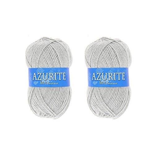 Lot 2 Pelote De Laine Azurite 100% Acrylique Tricot Crochet Tricoter - Gris - 0579